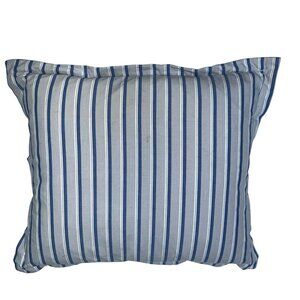 thomas o'brien vintage modern blue gray ticking stripe down fill throw pillow